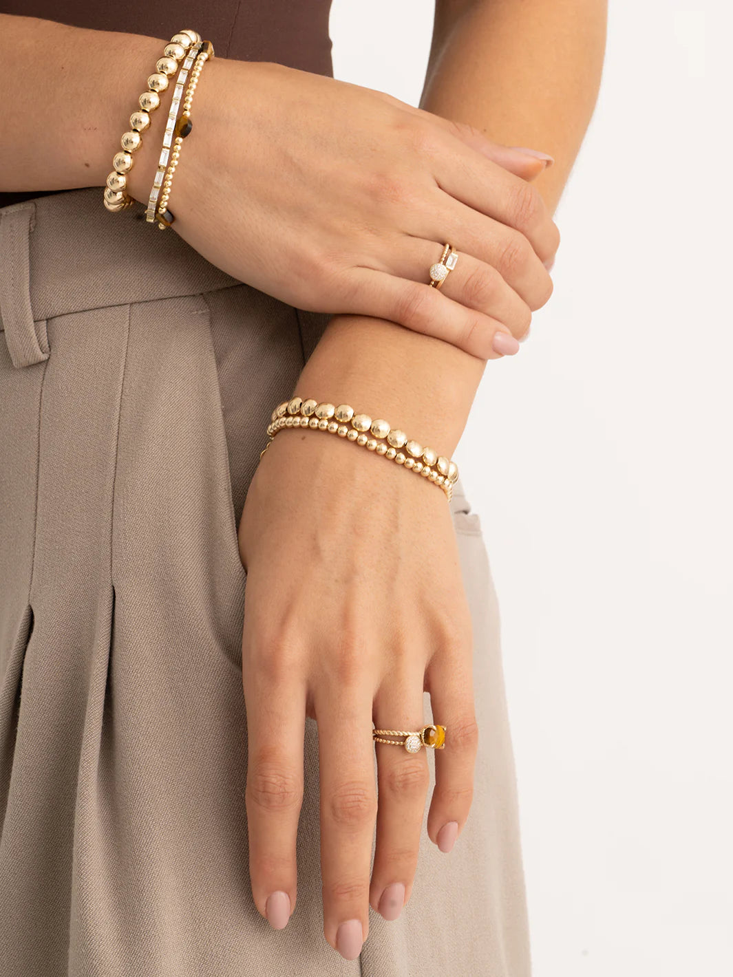 SPARKLING Bracelet Flat Beads 7MM Gold