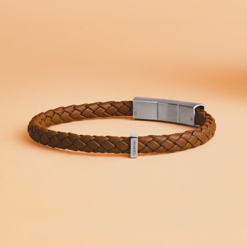 GEMENI UNA ARMBAND NAPPA LEDER LICHT BRUIN