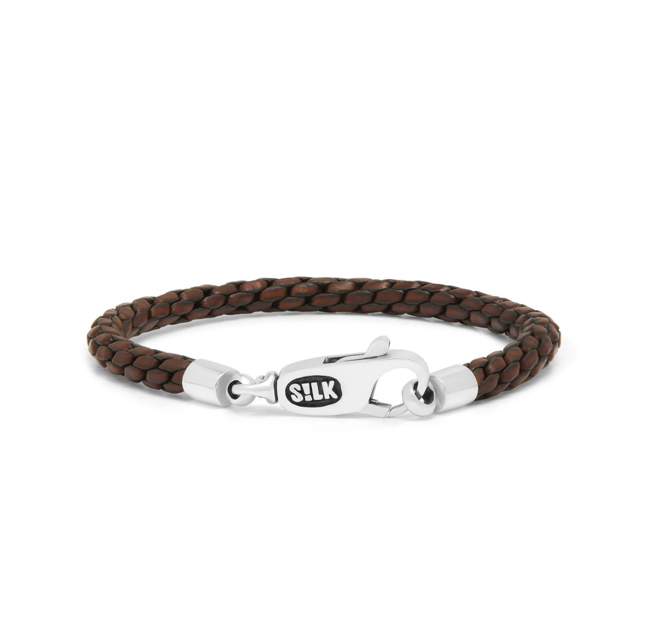SILK 755BRN ARMBAND ZILVER BRUIN LEER