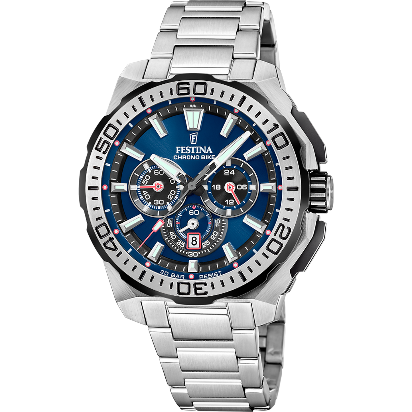 FESTINA CHRONO BIKE HERENHORLOGE F20724/2 ZILVEREN STALEN BAND