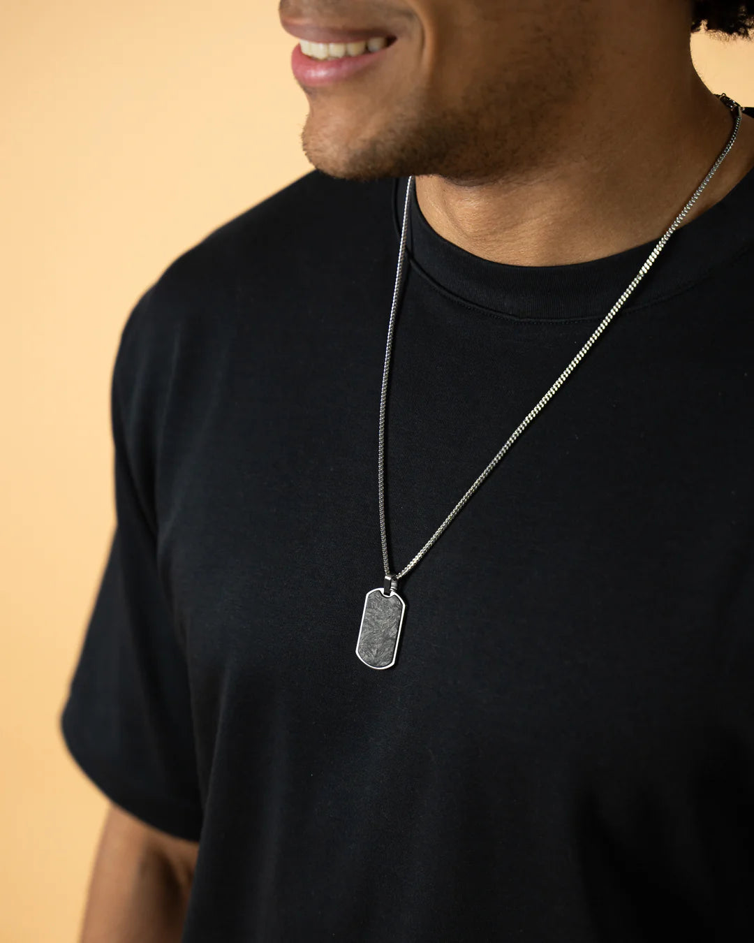 GEMENI ZILVEREN KETTING MET CARBON HANGER