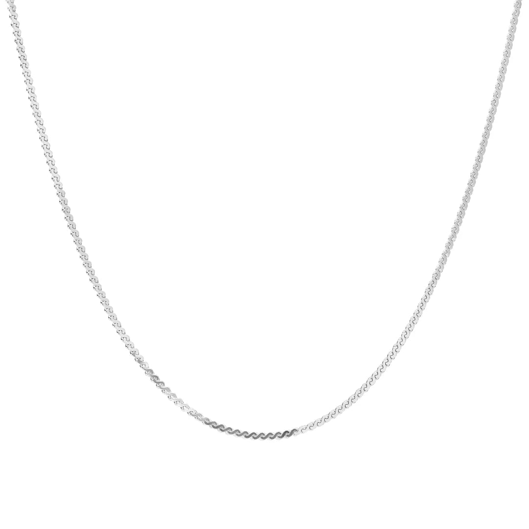 SPARKLING Necklace Serpentine Chain Rhodium Plated Silver 45CM