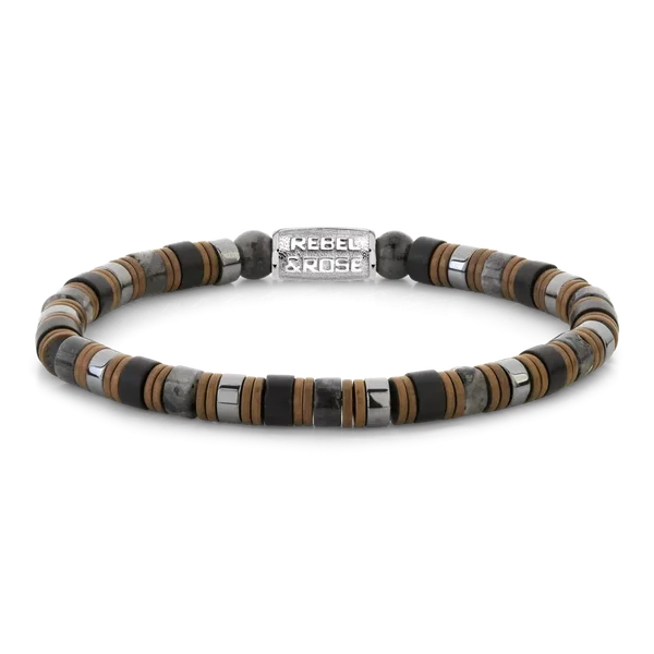 Rebel & Rose Armband Slices Mixed Grey 6mm