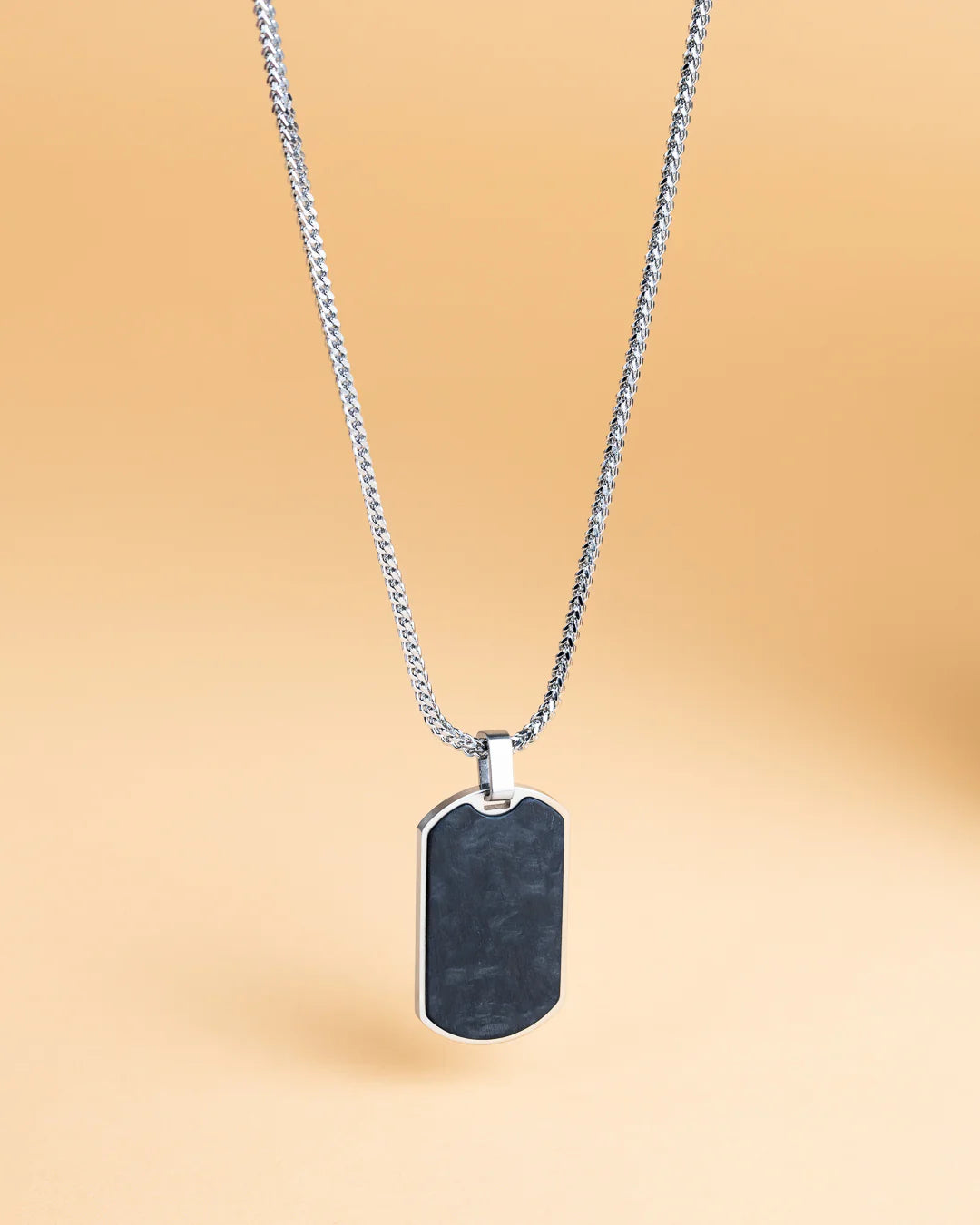 GEMENI ZILVEREN KETTING MET CARBON HANGER