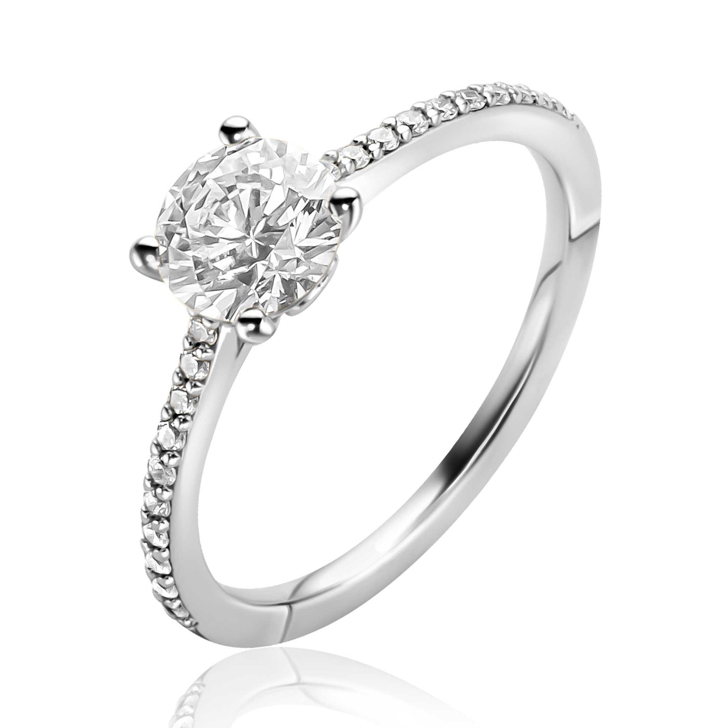 ZINZI ZILVEREN VERLOVINGSRING GROTE WITTE ZIRCONIA 6,5MM ZIR2696