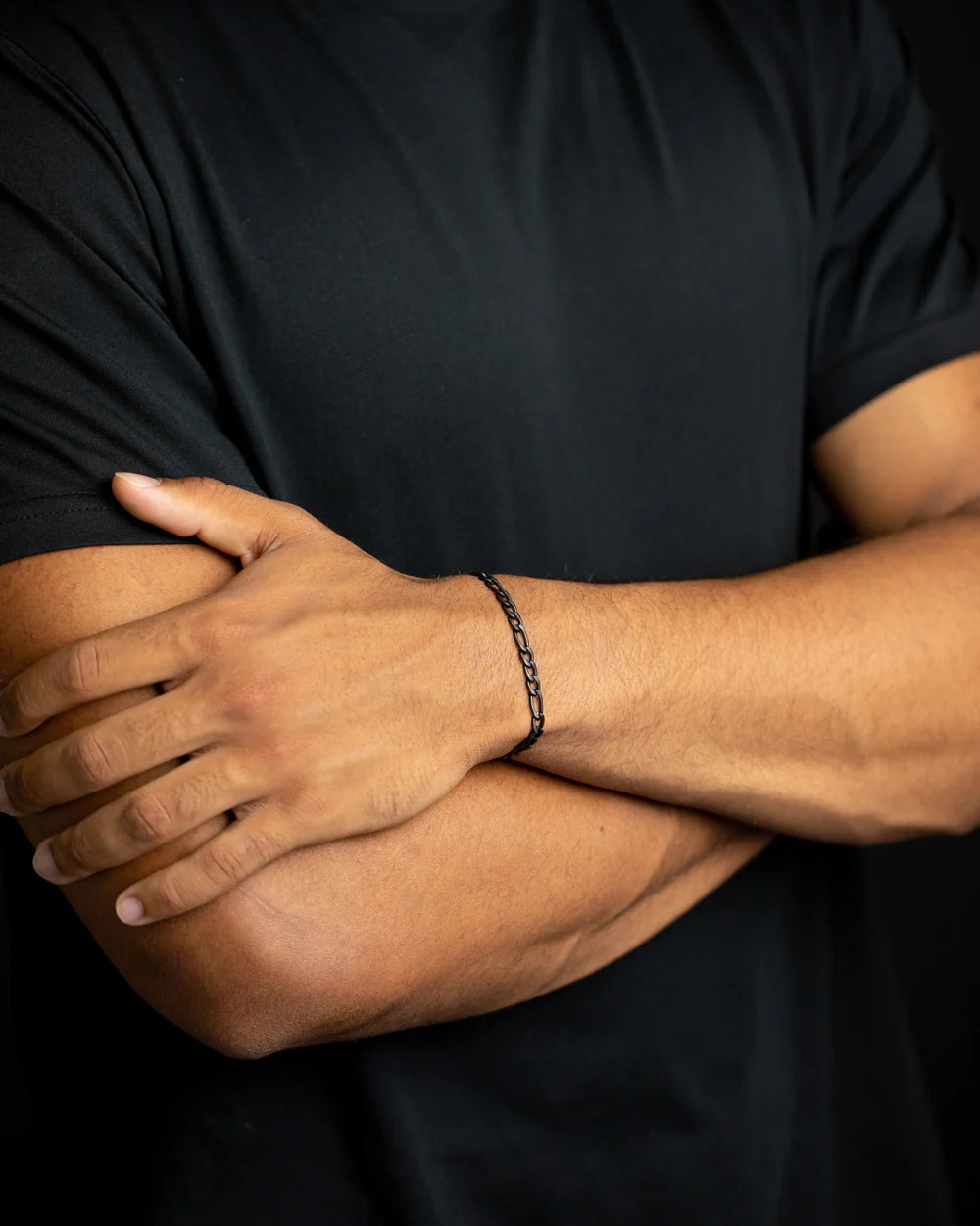 GEMENI FLORTIS FIGARO ARMBAND 5MM MET ZWARTE AFWERKING