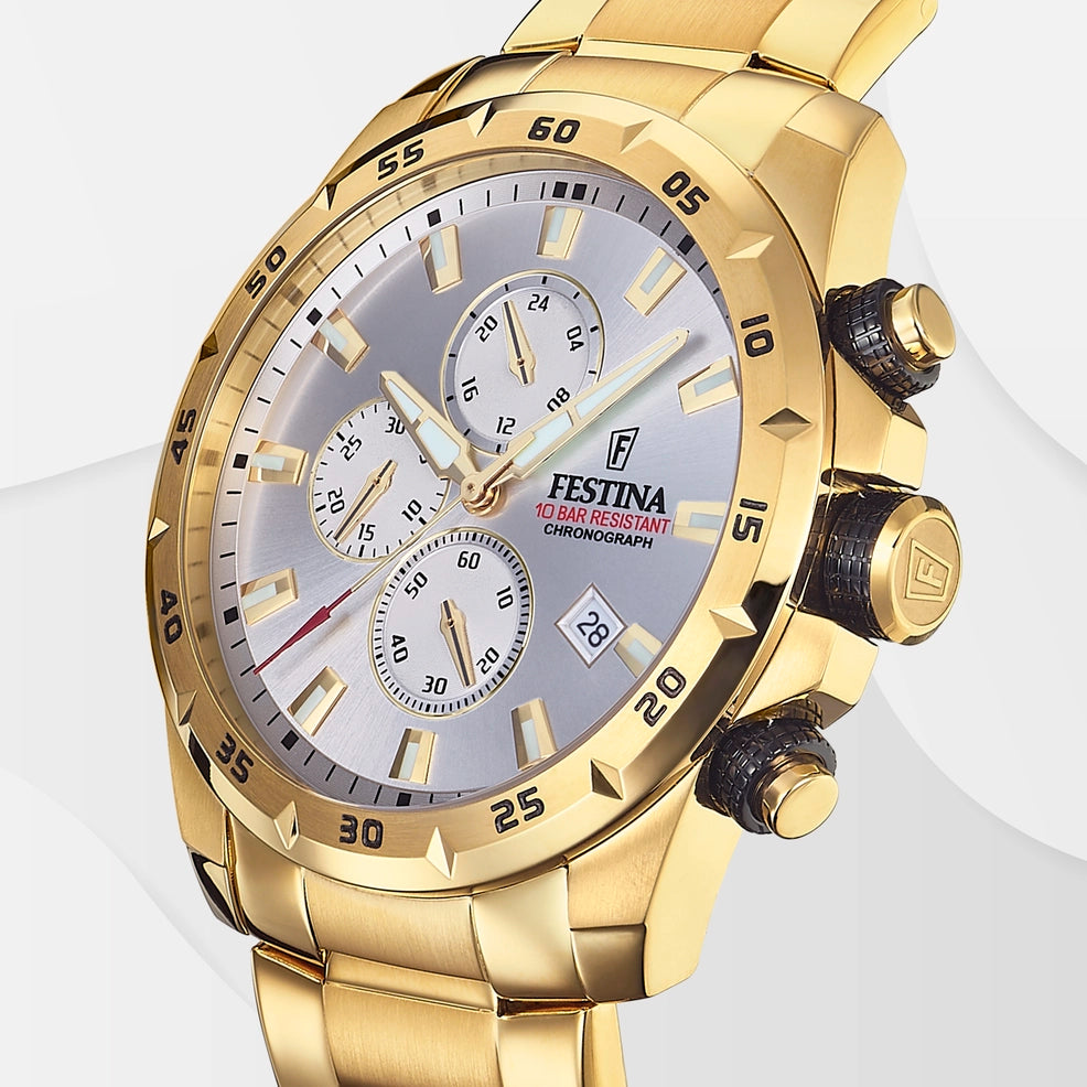 FESTINA HEREN ZILVER GOUDKLEURIG HORLOGE F20541/1