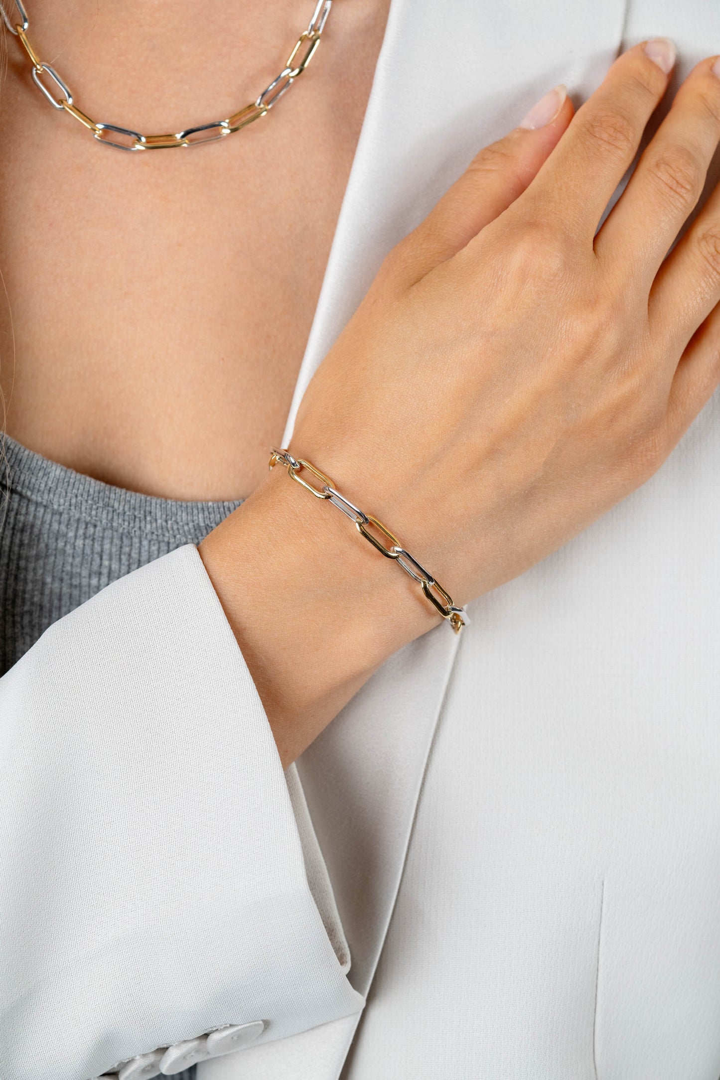ZINZI ARMBAND BICOLOR PAPERCLIP SCHAKELS ZIA2668