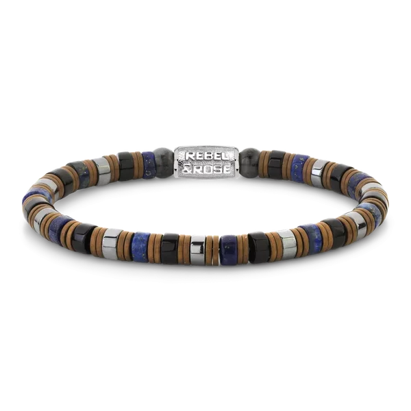 Rebel & Rose Armband Slices Mixed Blue 6mm