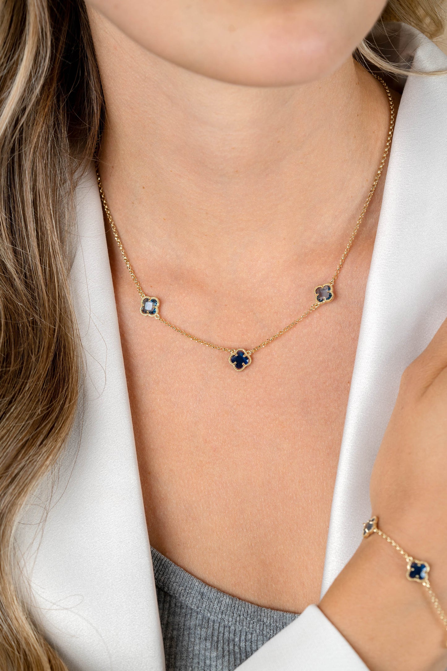 ZINZI VERGULD COLLIER KLAVERS BLAUW ZIC2662B