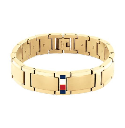 Tommy Hilfiger Roestvrijstalen vergulden schakel armband heren 19cm
