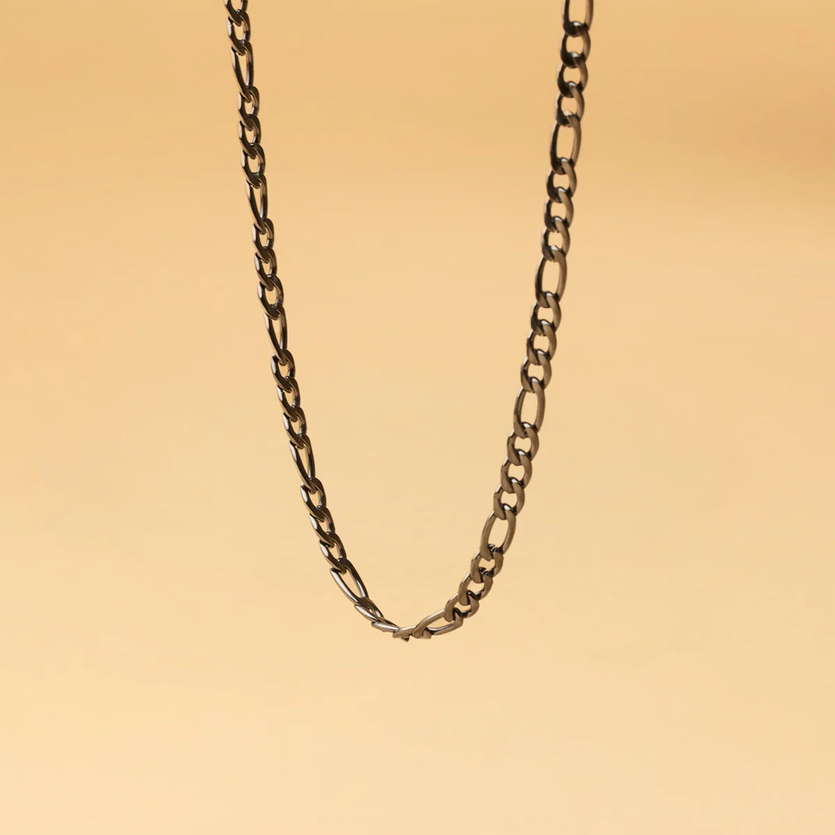 GEMINI Desino 5mm figaro ketting in roestvrij staal met zwarte afwerking