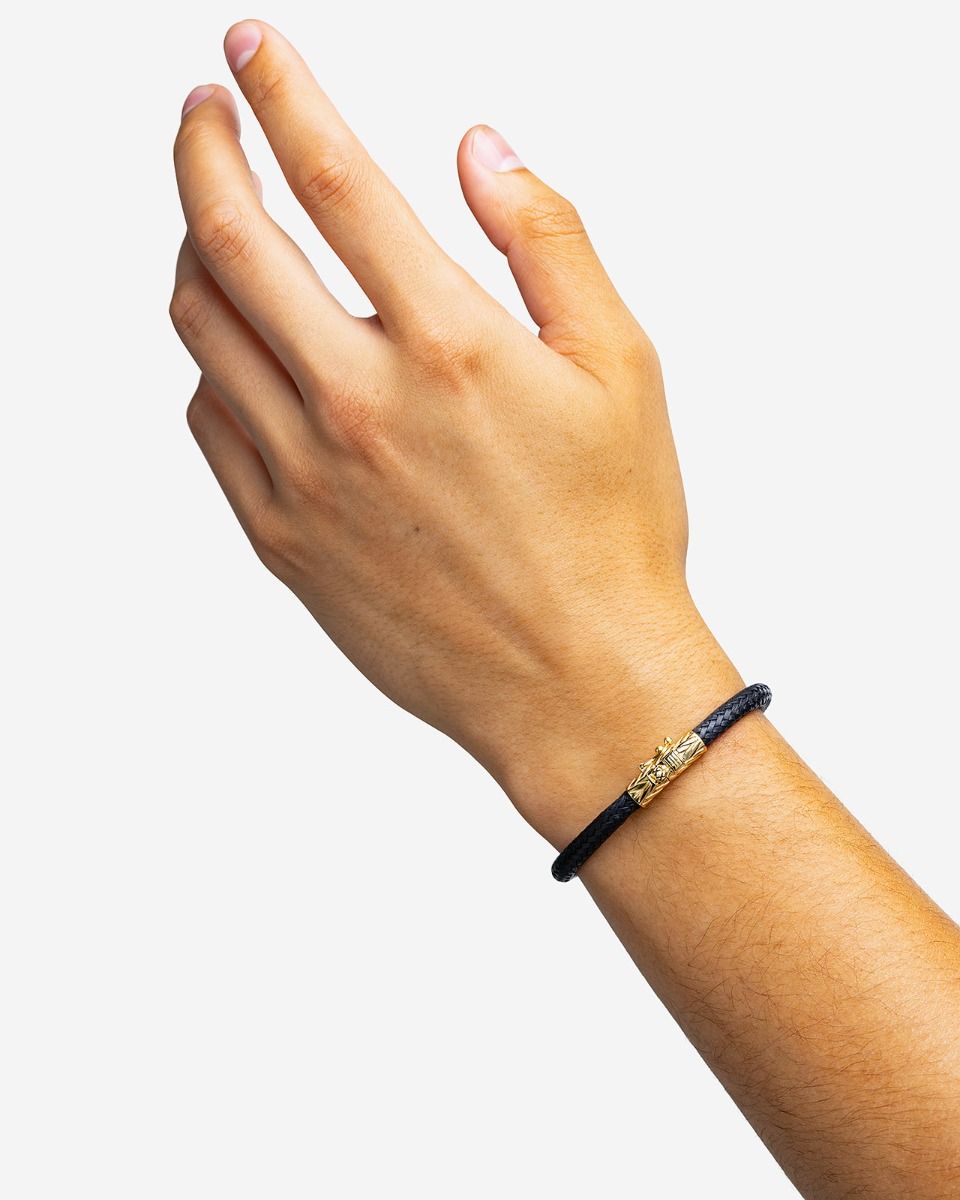 BUDDHA TO BUDDHA ELLEN ARMBAND LEER VERGULD ZWART