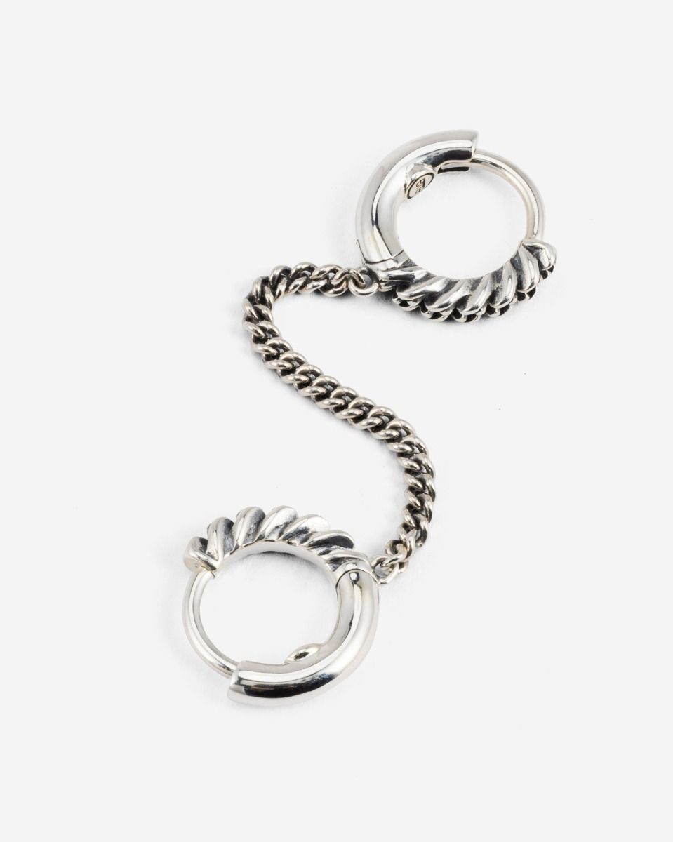 BUDDHA TO BUDDHA NATHALIE HOOPS DUBBEL GELINKT ZILVER SINGLE PIECE