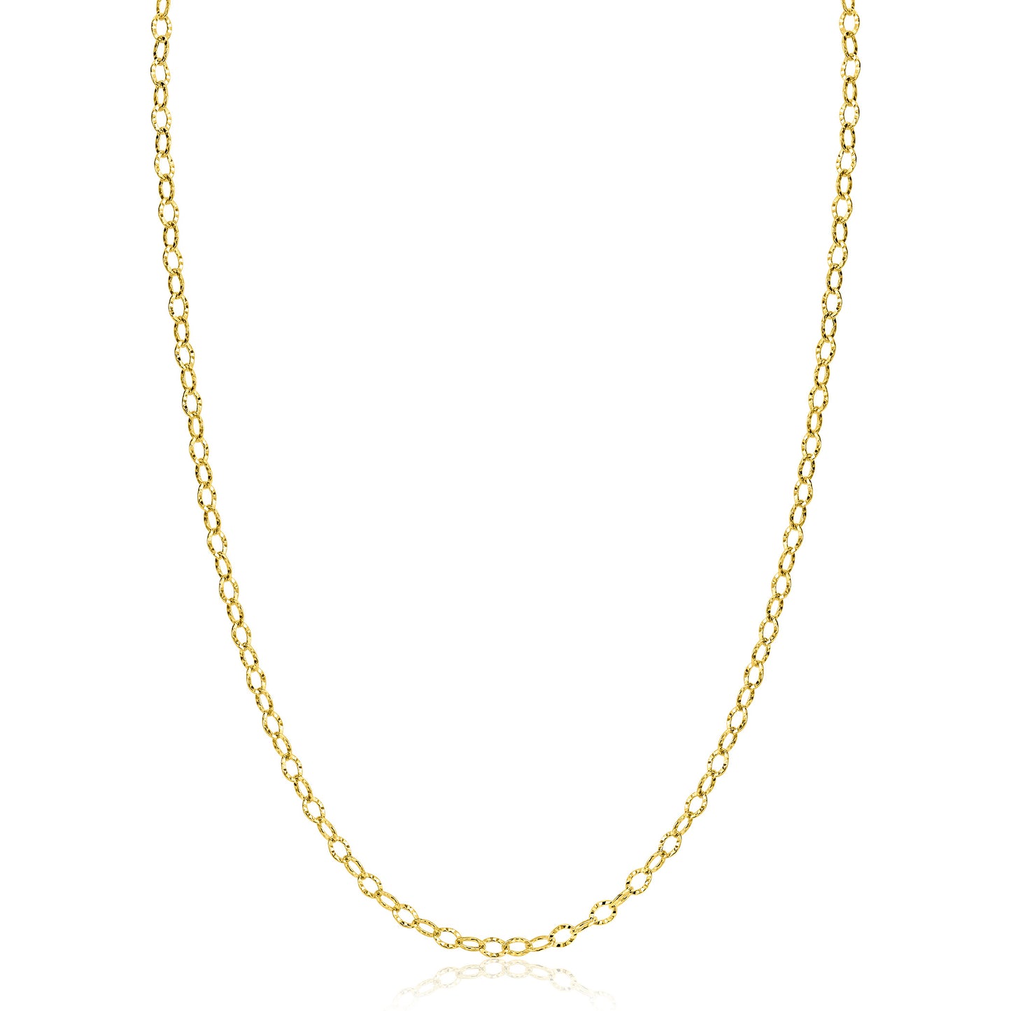 ZINZI Gold 14 krt gouden ketting met bewerkte ovale schakels 3mm breed 45cm ZGC538