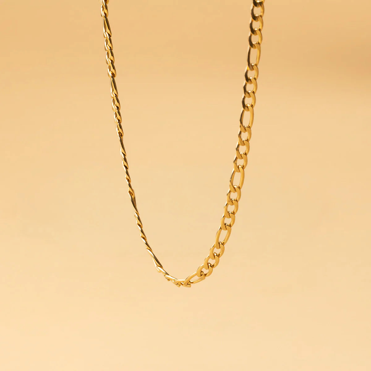 GEMINI Desino 5mm figaro ketting in roestvrij staal met gouden afwerking