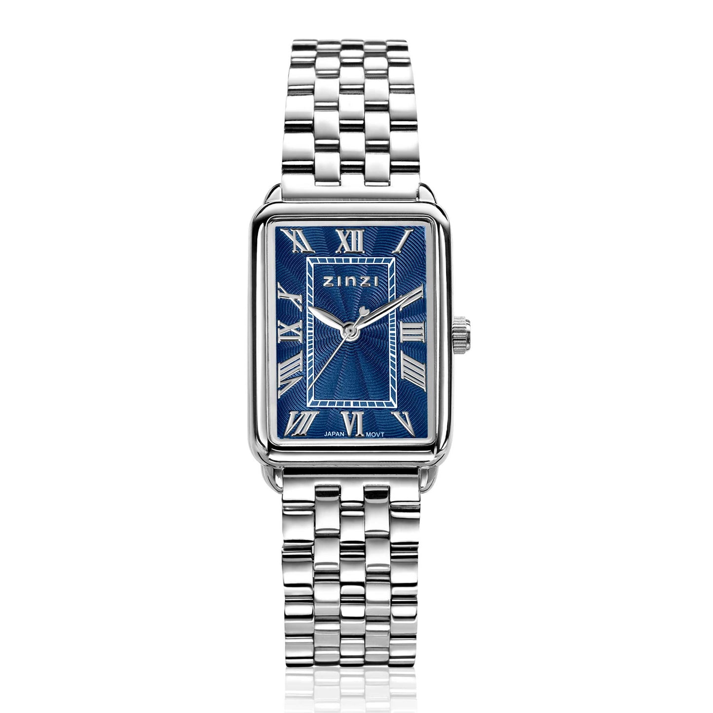 ZINZI Horloge zilverkleurig blauwe wijzerplaat ZIW1955