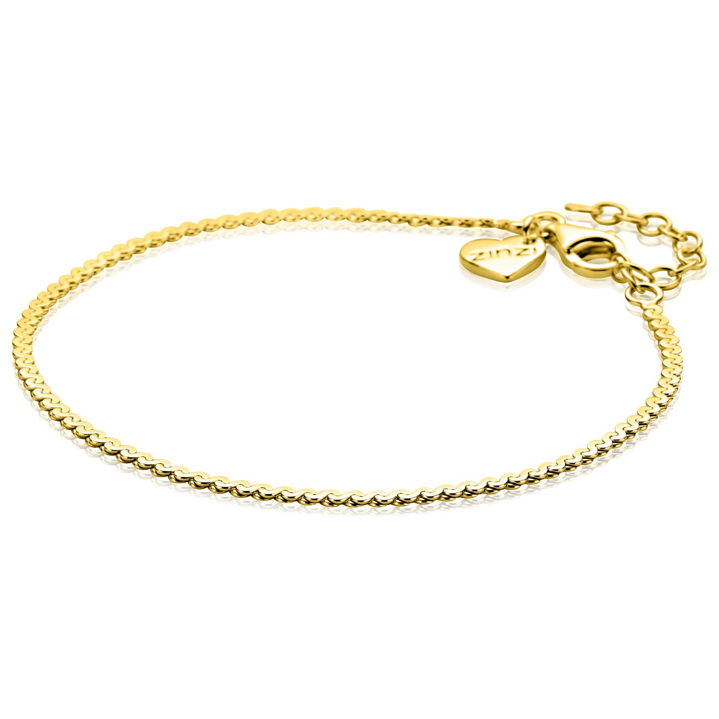 ZINZI gold plated zilveren schakelarmband met fijne gladde S schakel