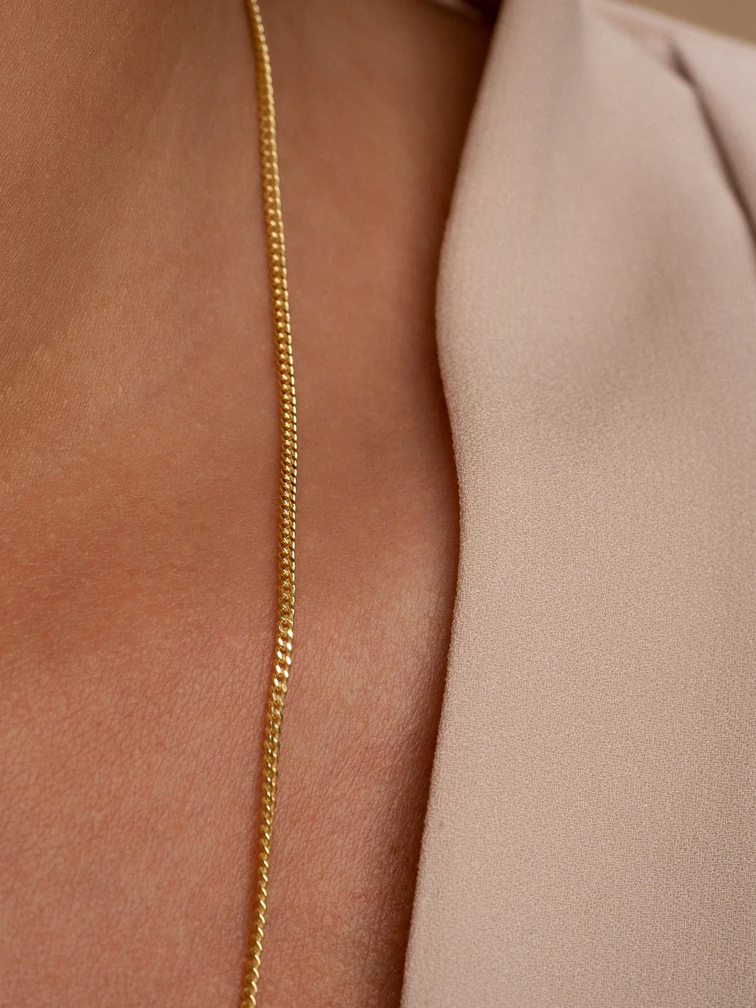 SPARKLING Necklace Curb Chain Gold Plated Silver 50CM