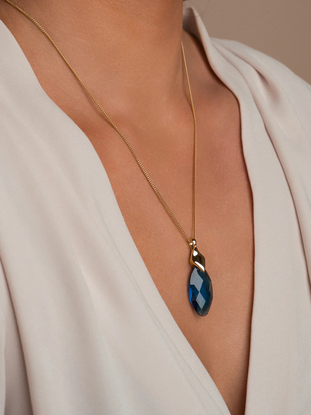 SPARKLING Necklace Curb Chain Gold Plated Silver 50CM