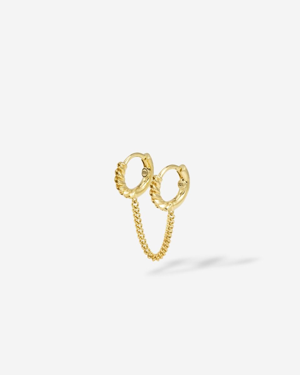 BUDDHA TO BUDDHA NATHALIE HOOPS DUBBEL GELINKT ZILVER VERGULD SINGLE PIECE