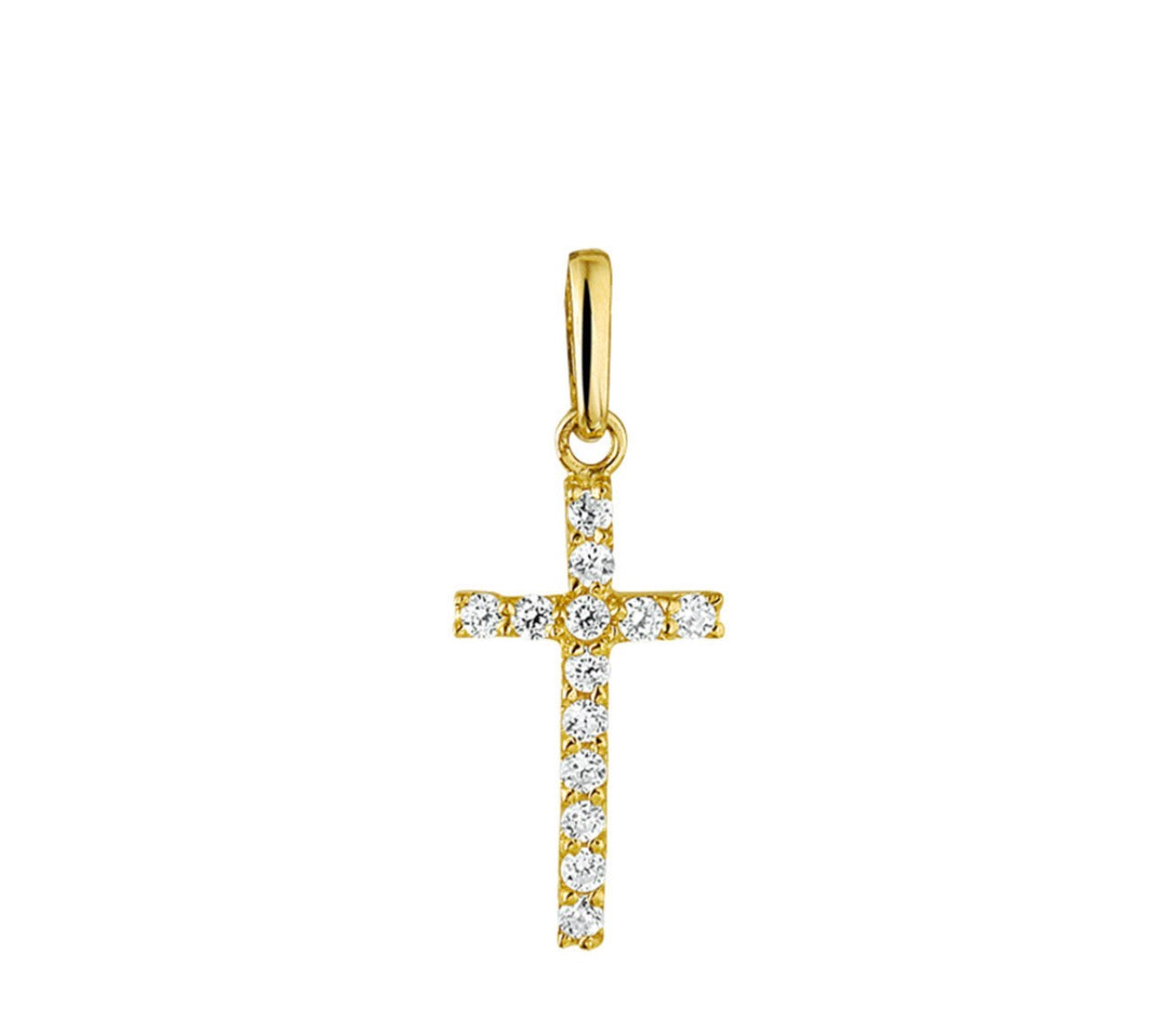 L-KASIUS 14K hanger kruis zirkonia 13,5 MM