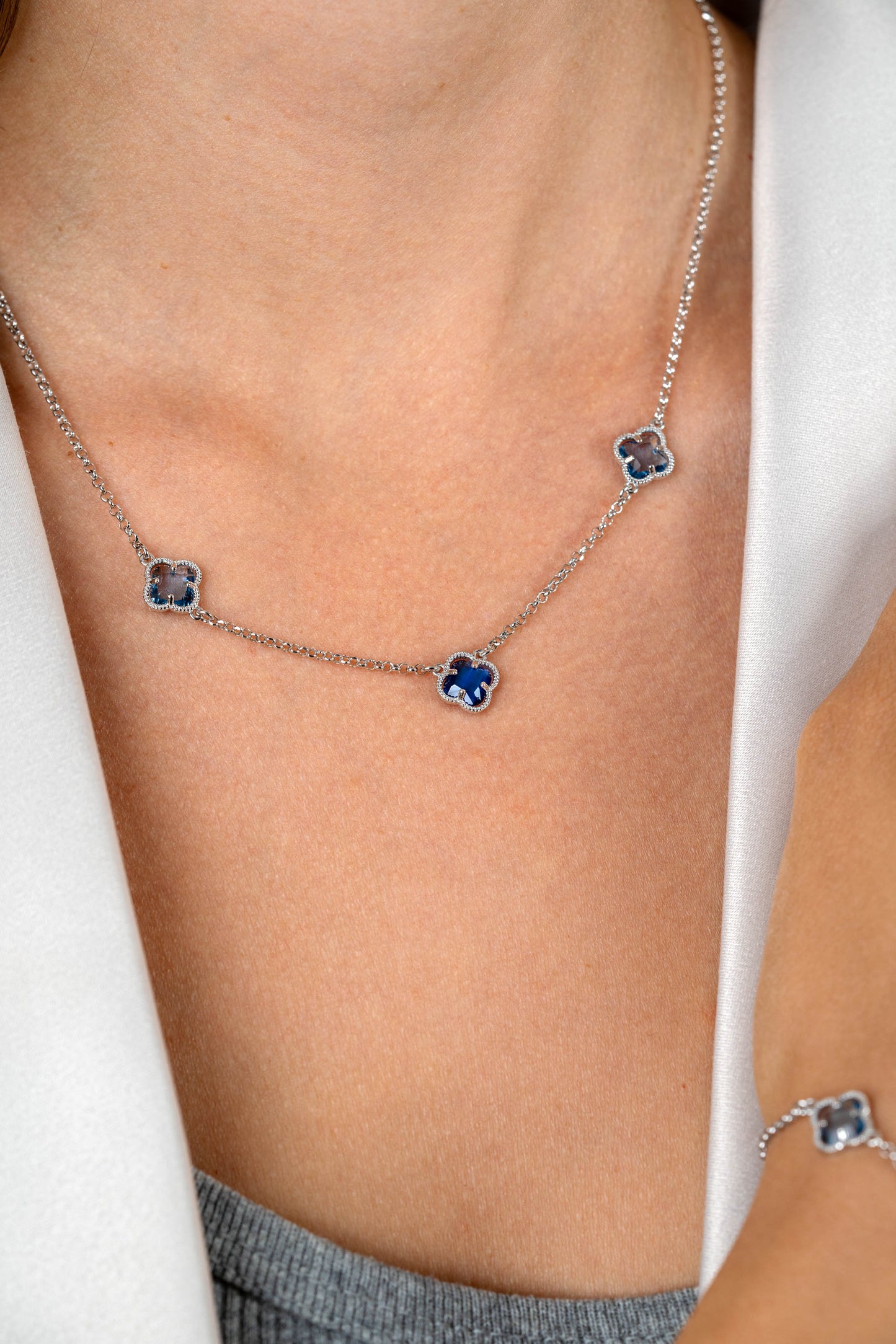 ZINZI ZILVEREN COLLIER KLAVER BLAUW ZIC2663B