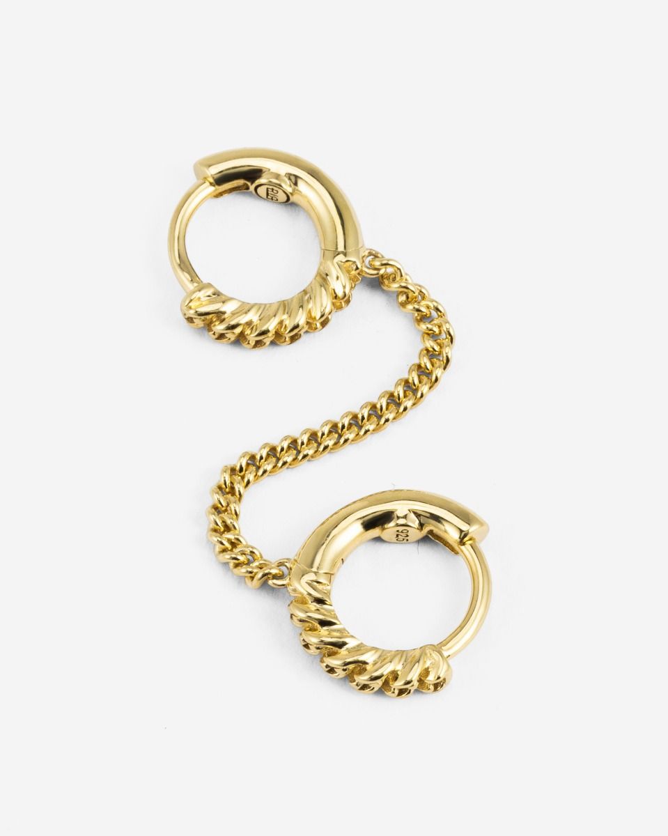 BUDDHA TO BUDDHA NATHALIE HOOPS DUBBEL GELINKT ZILVER VERGULD SINGLE PIECE