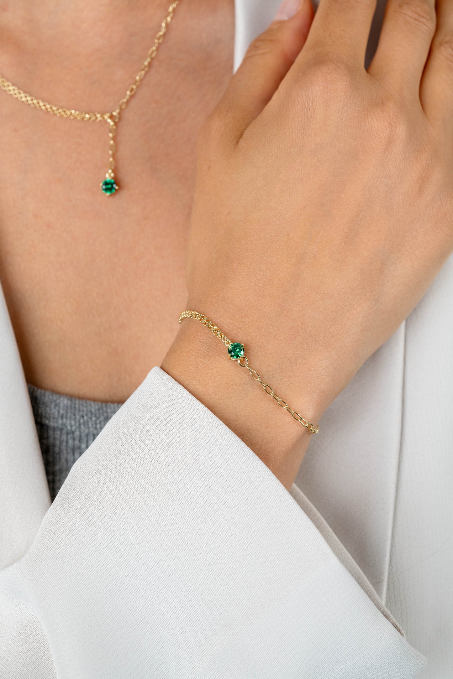 ZINZI ARMBAND VERGULD MET GROENE STEEN ZIA2660G