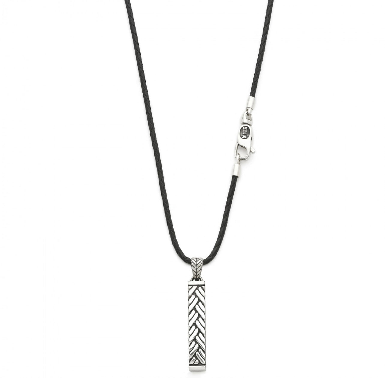 SILK NECKLACE LEATHER 179BLK 50CM