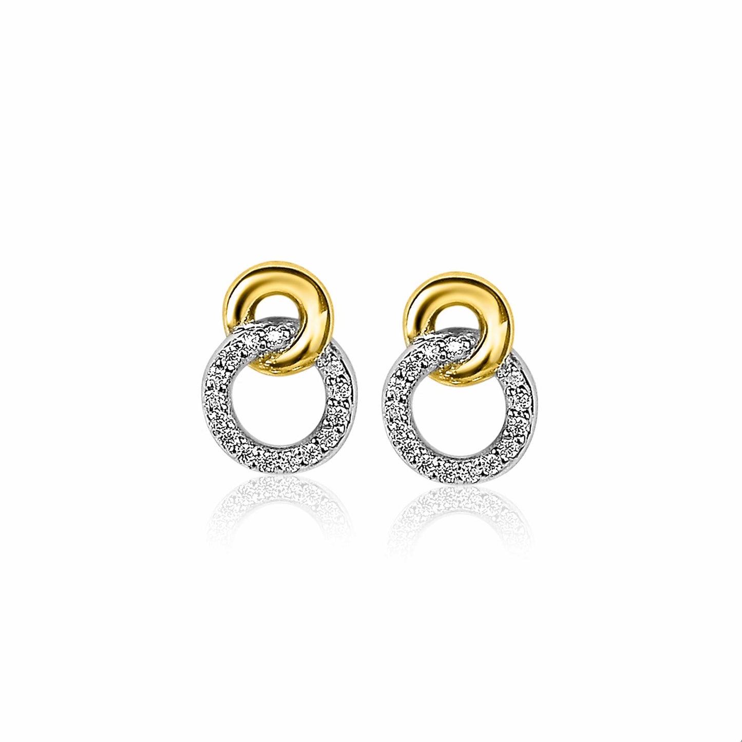 ZINZI BI-COLOUR OORKNOPJES MET ZIRCONIA’S ZIO2045Y