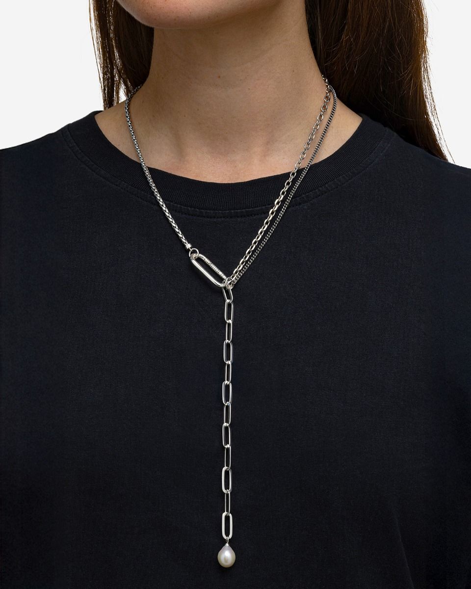 BUDDHA TO BUDDHA GEORGE MULTI CHAIN Y KETTING ZILVER 50 CM