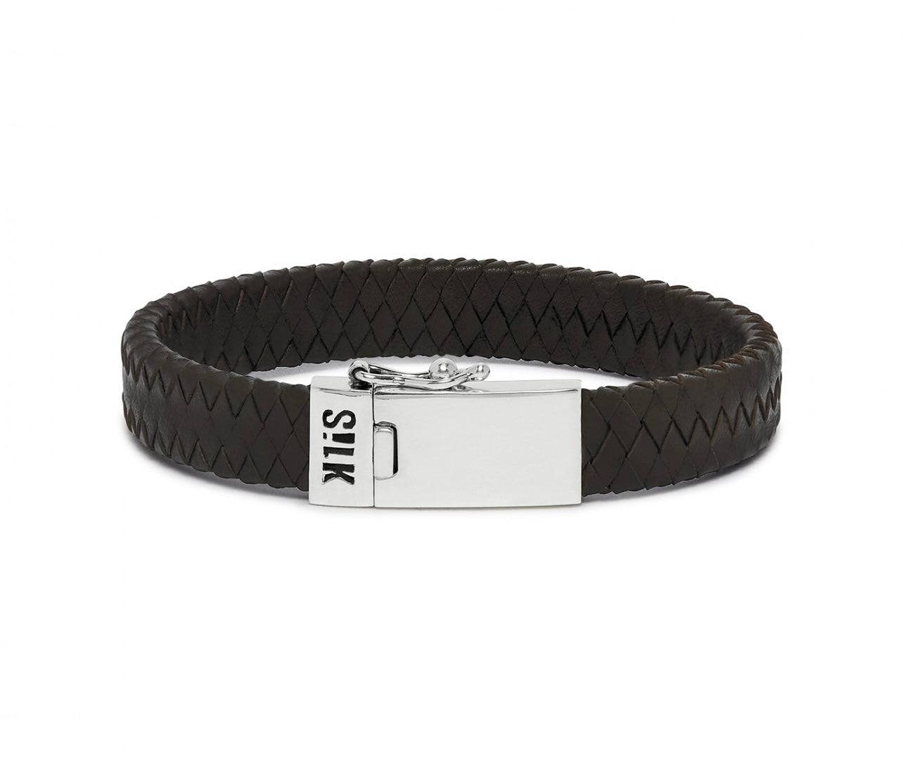 SILK Armband Leer Zwart 841BLK 19CM