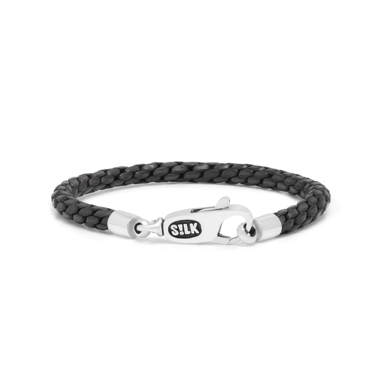 SILK 755BLK ARMBAND ZILVER ZWART LEER