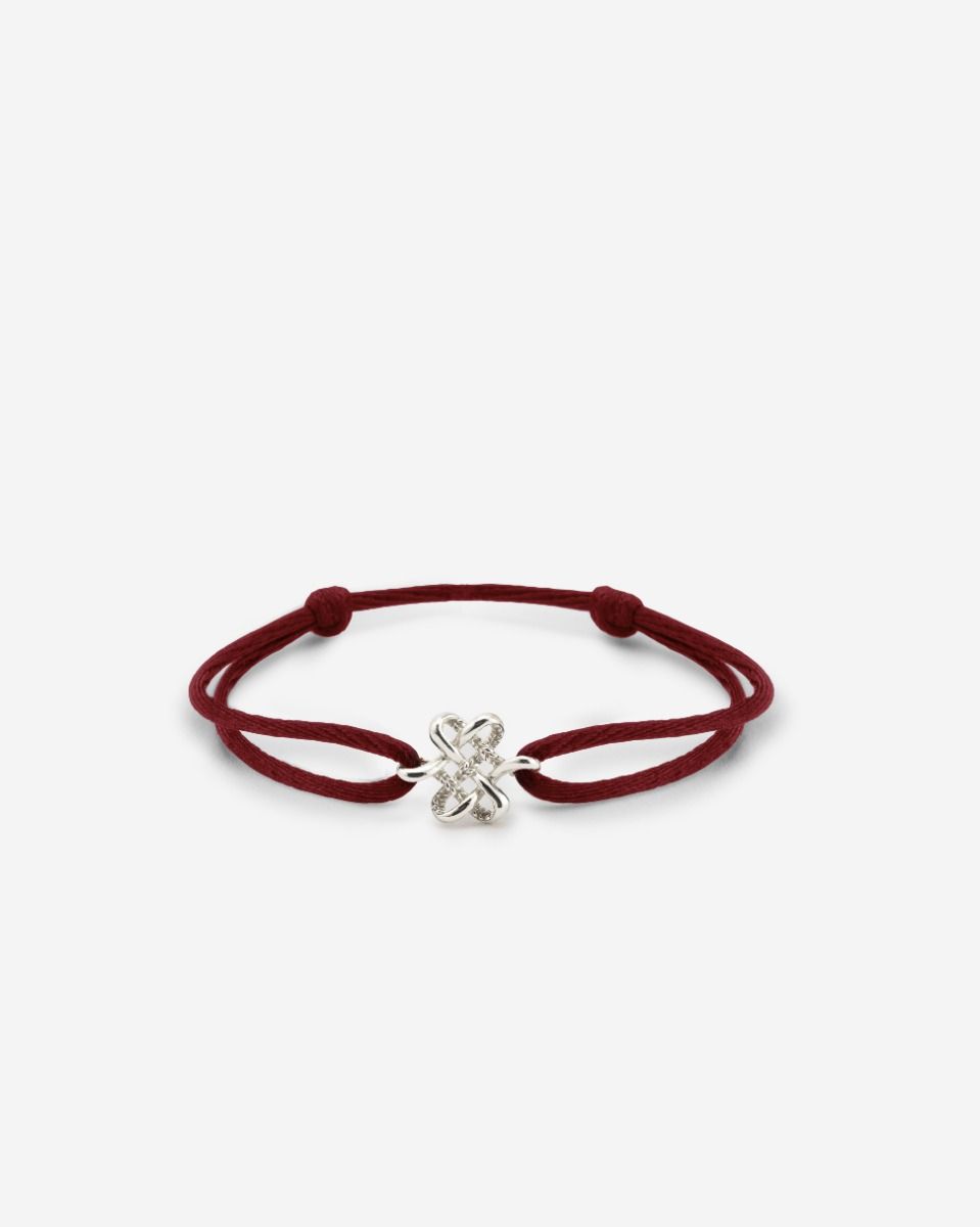 BUDDHA TO BUDDHA KOORD ARMBAND ENDLESS KNOT ZILVER ROOD