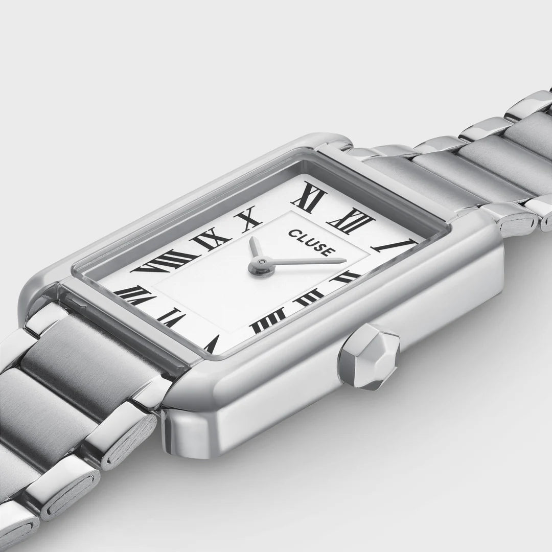 Cluse Belisenna Watch Steel, White, Silver Colour