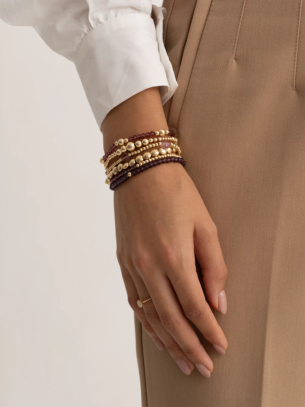 SPARKLING Bracelet Purple pink Quartz Bold Mix Gold