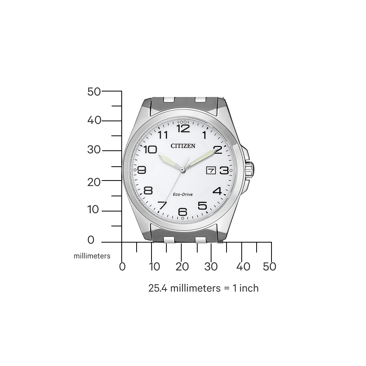 CITIZEN Eco-Drive Horloge voor Heren – Witte Wijzerplaat met Arabische Cijfers BM7108-81A