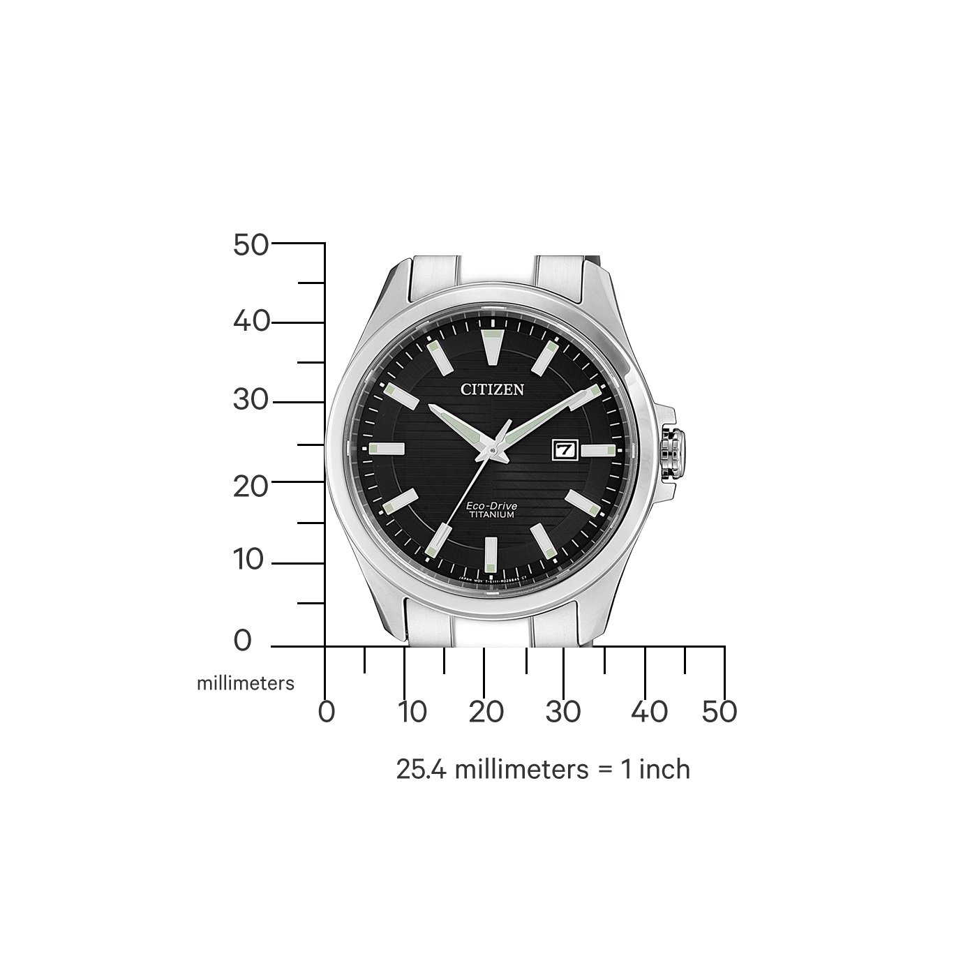 CITIZEN Eco-Drive Horloge voor Heren – Zwarte Wijzerplaat met Titaanwit Kast BM7470-84E