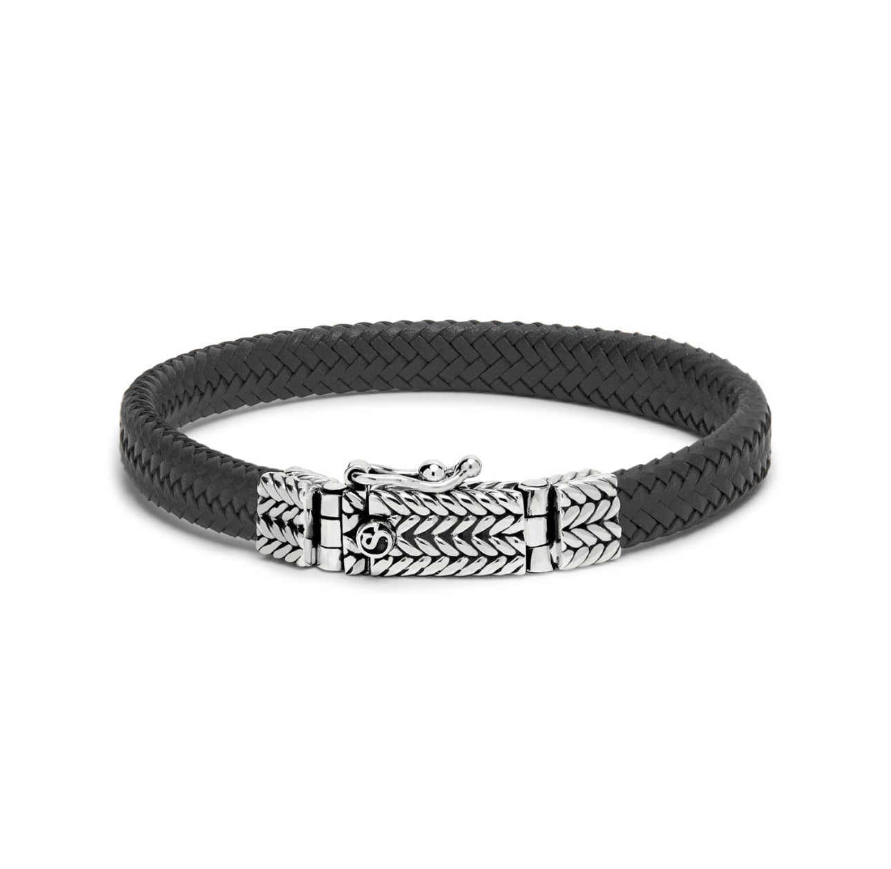 SILK 781BLK ARMBAND ZILVER ZWART LEER
