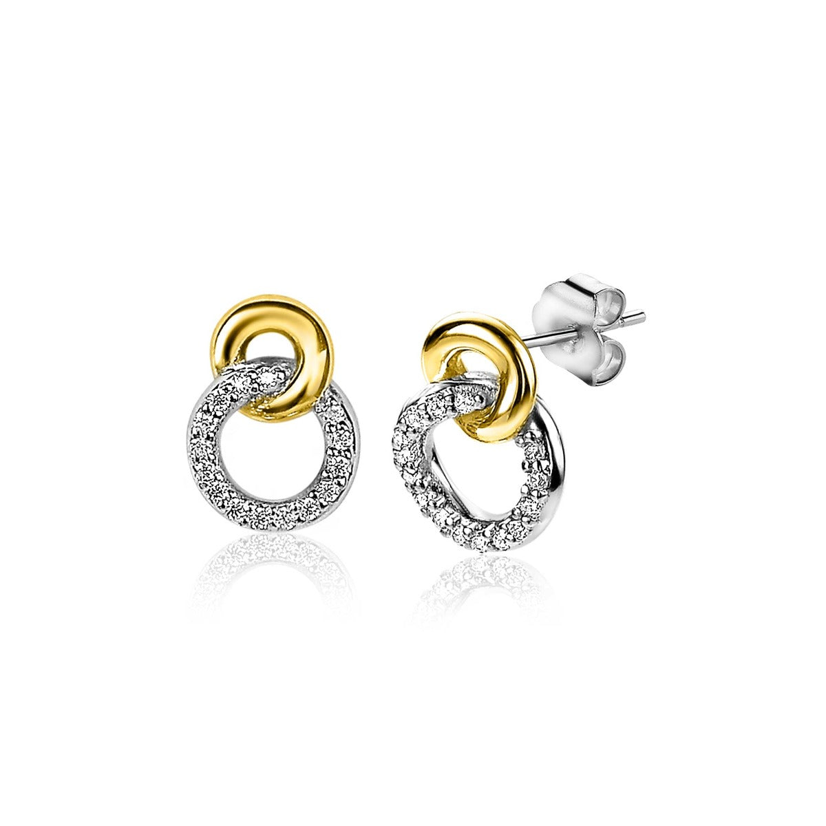 ZINZI BI-COLOUR OORKNOPJES MET ZIRCONIA’S ZIO2045Y