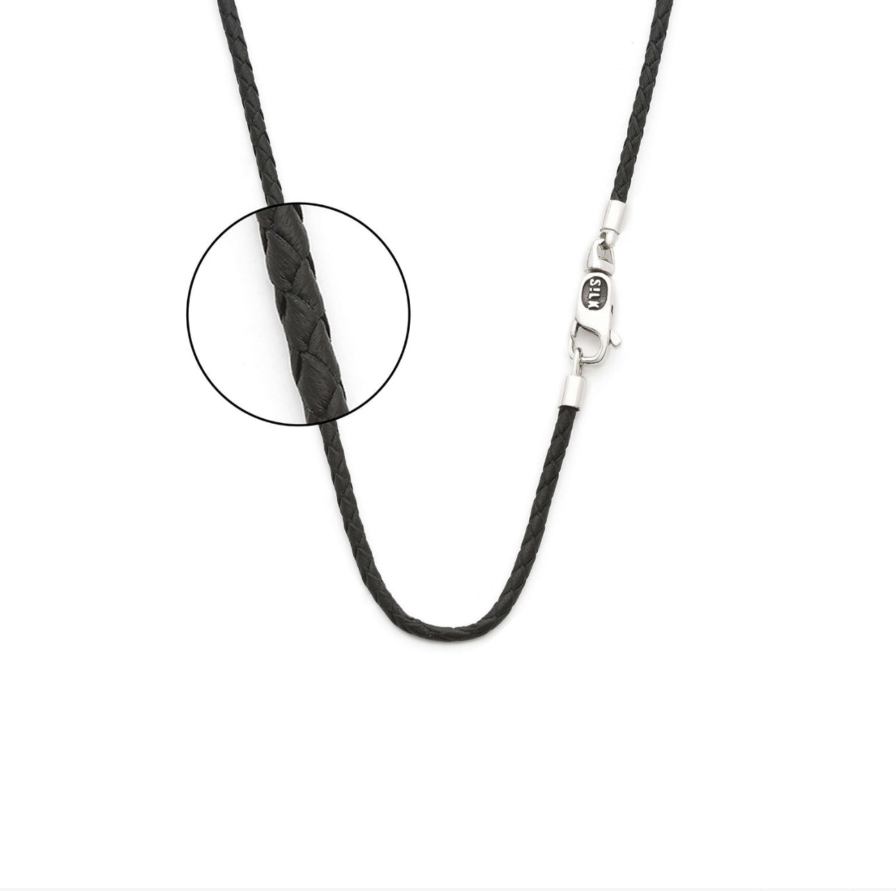 SILK 820BLK LEREN ZILVER KETTING
