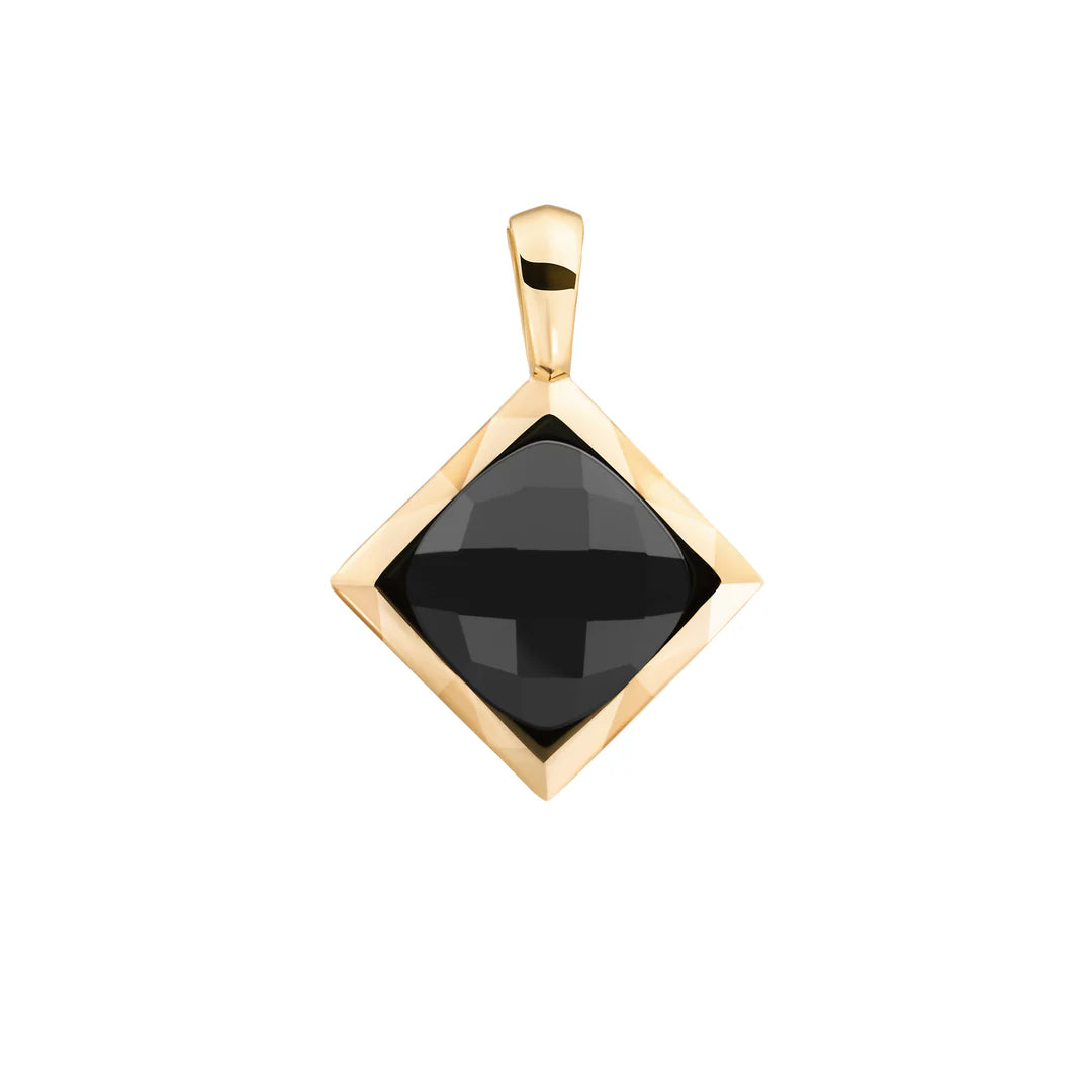 SPARKLING Pendant Gold Onyx Cushion Cut Amulet