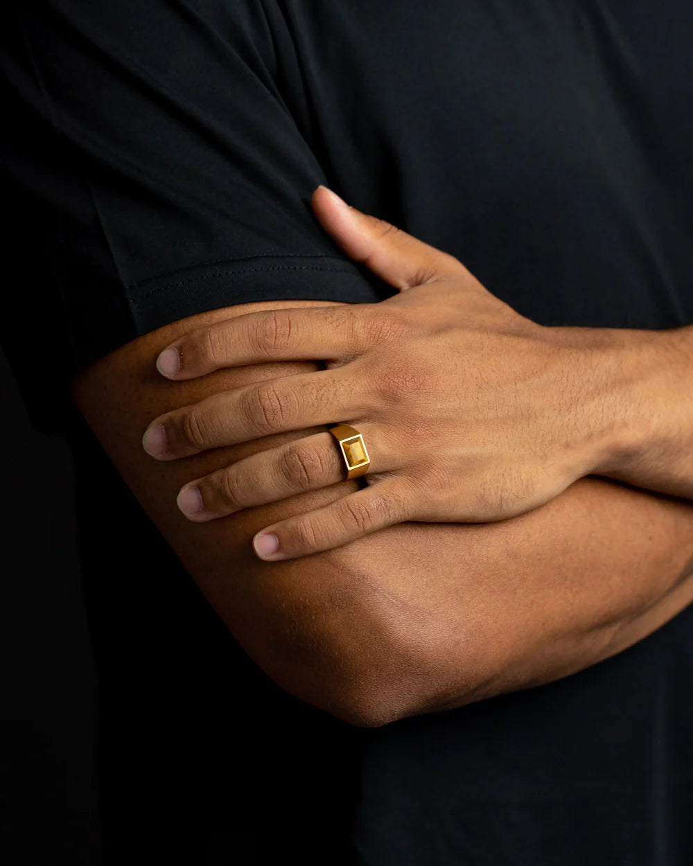 GEMENI TITANIUM CREDO RING MET TIJGEROOG