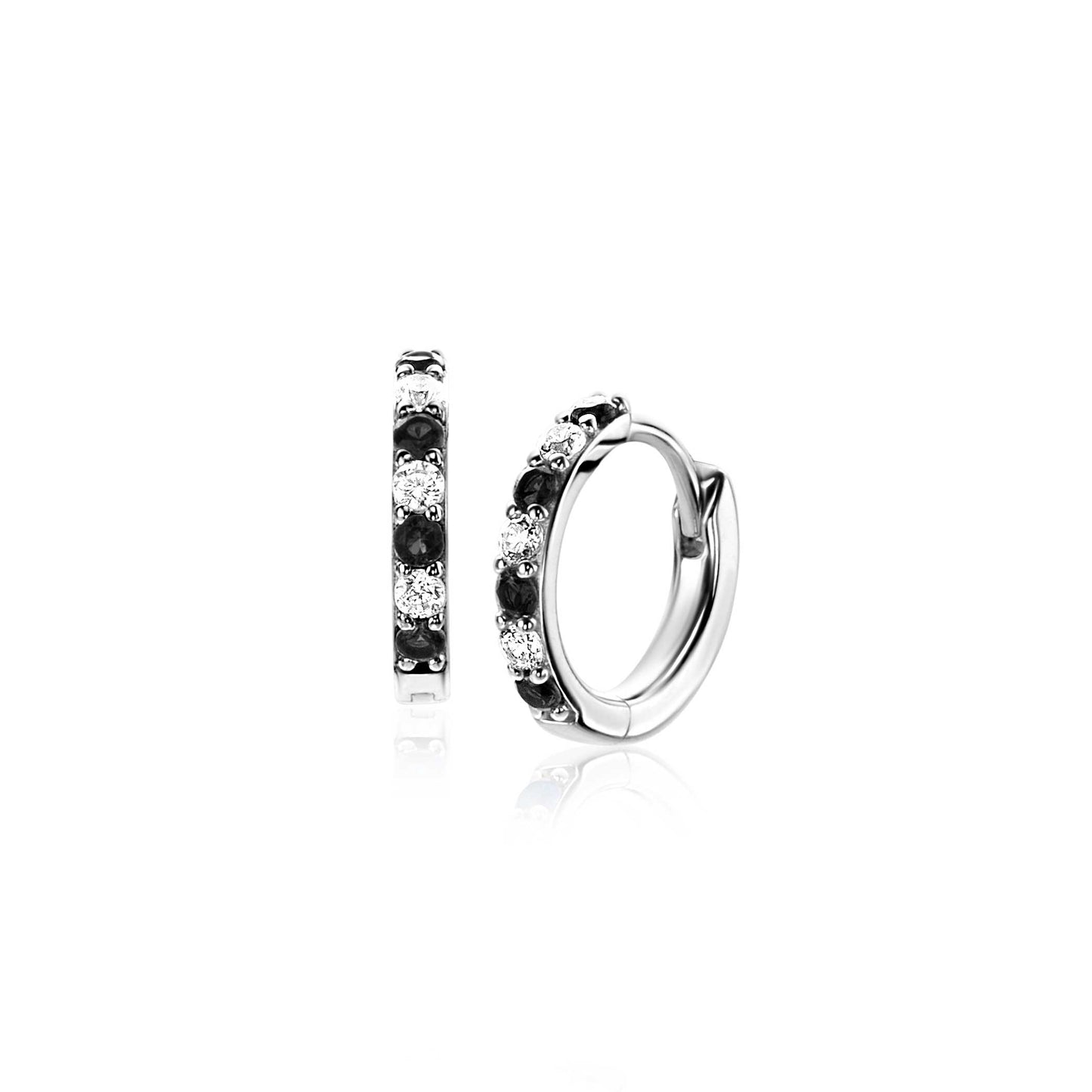 ZINZI OORRINGEN ZWART/WIT MET ZIRCONIA 12x2MM ZIO2559Z