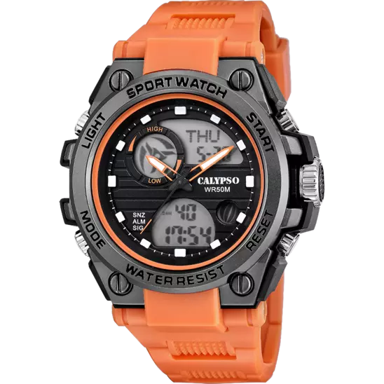 CALYPSO HORLOGE ORANJE STREET STYLE MET SILICONEN ARMBAND