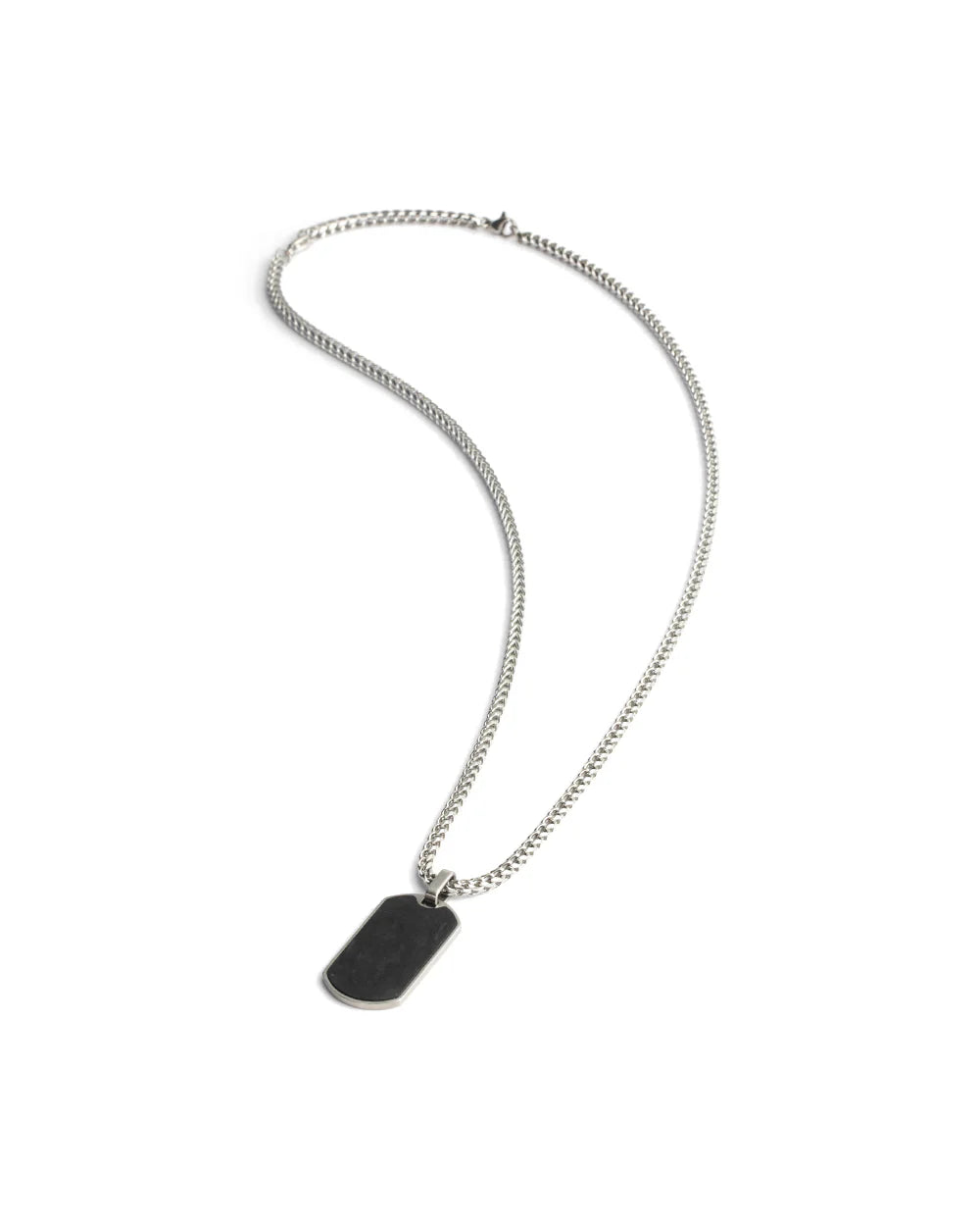 GEMENI ZILVEREN KETTING MET CARBON HANGER