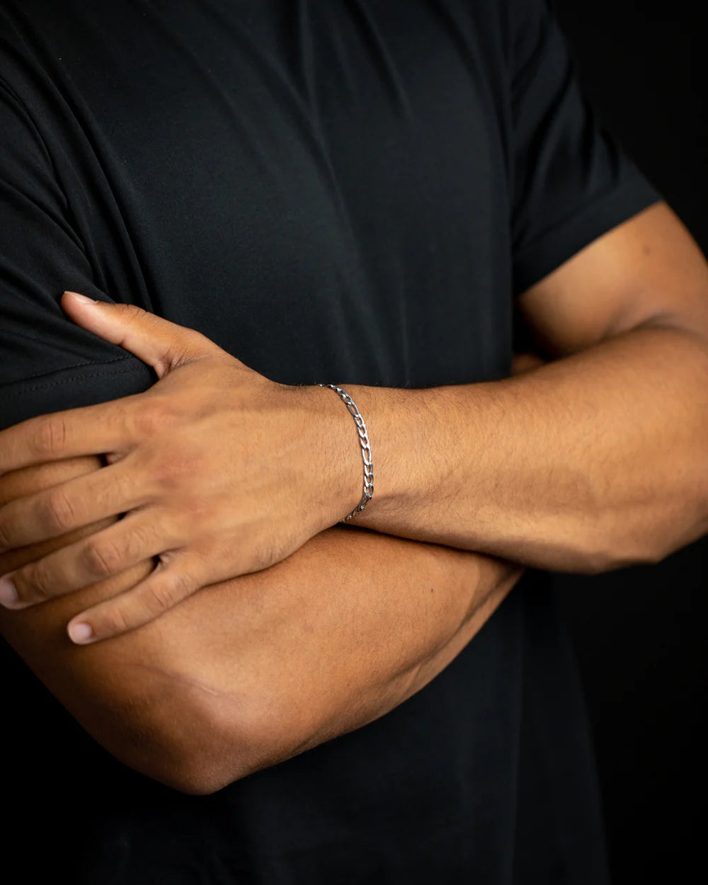 GEMENI FLORTIS FIGARO ARMBAND 5MM MET ZILVEREN AFWERKING