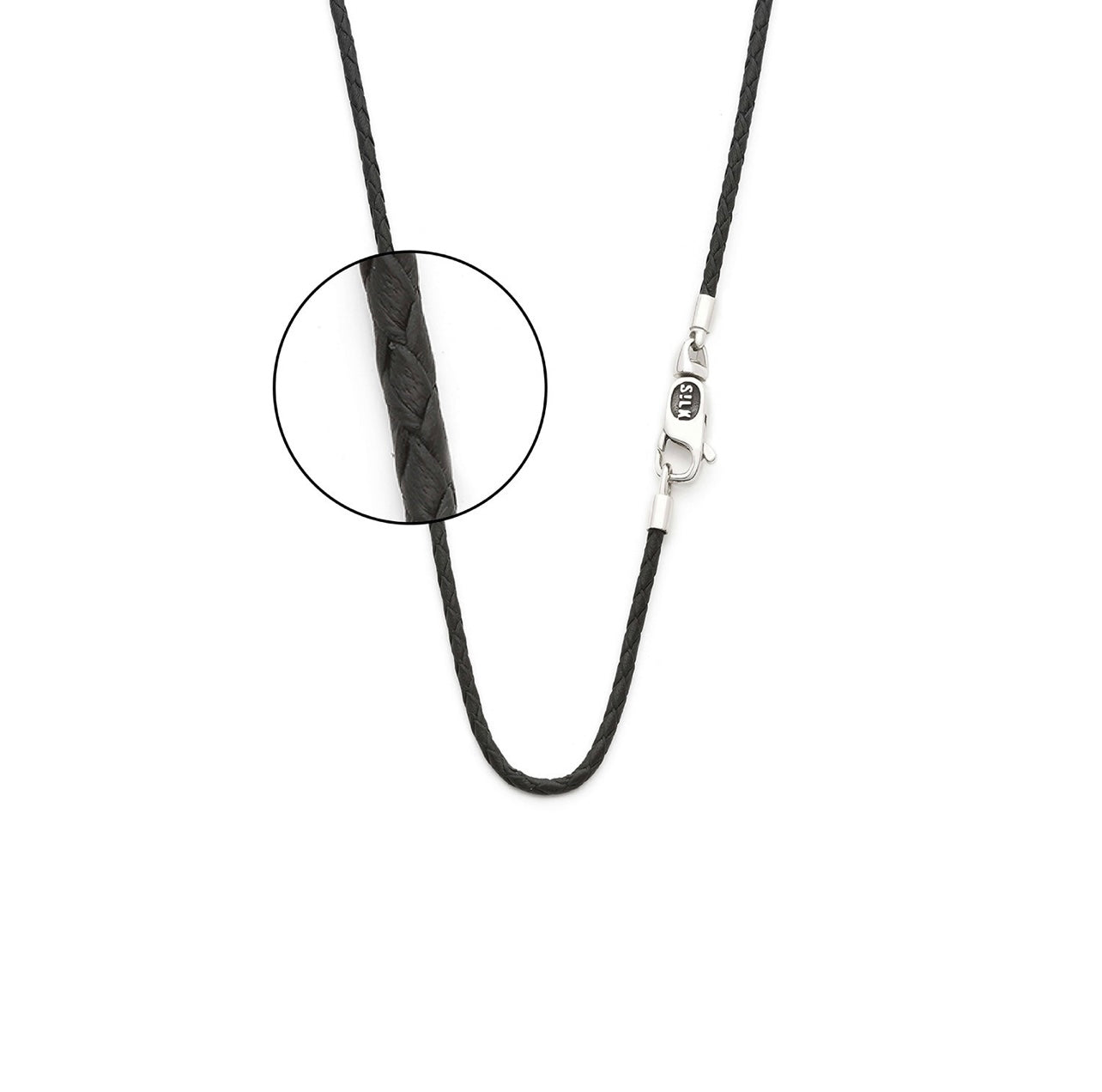 SILK NECKLACE LEATHER 179BLK 60CM