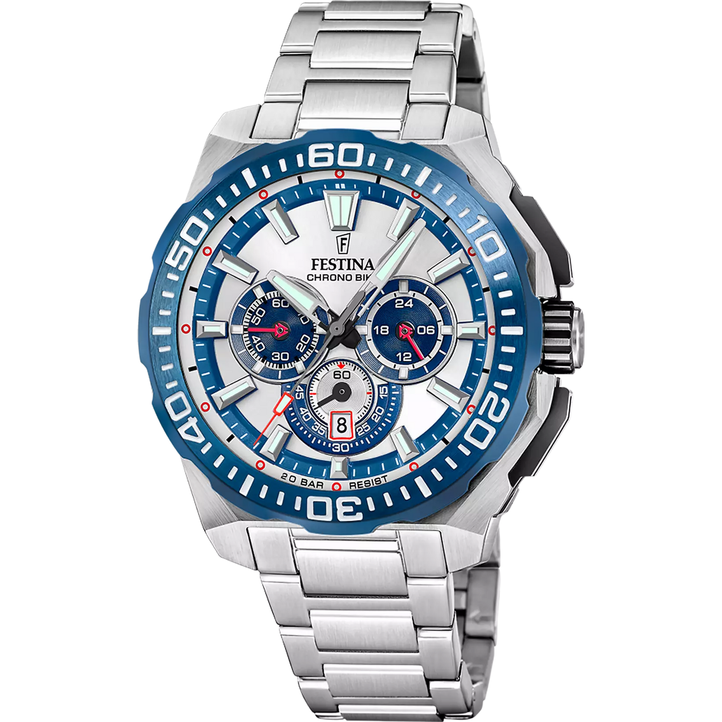 FESTINA CHRONO BIKE HERENHORLOGE F20724/1 ZILVEREN STALEN BAND